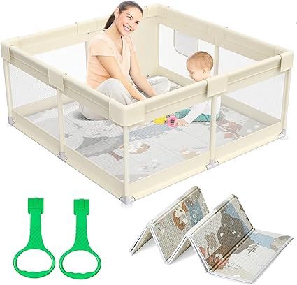 Fodoss Baby Playpen with Mat 47x47x27 in, Baby Play Pen