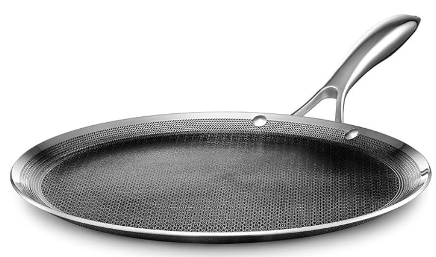 HexClad Hybrid Nonstick 12-Inch Griddle Pan, Stay-Cool Handle, Dishwasher-Friendly