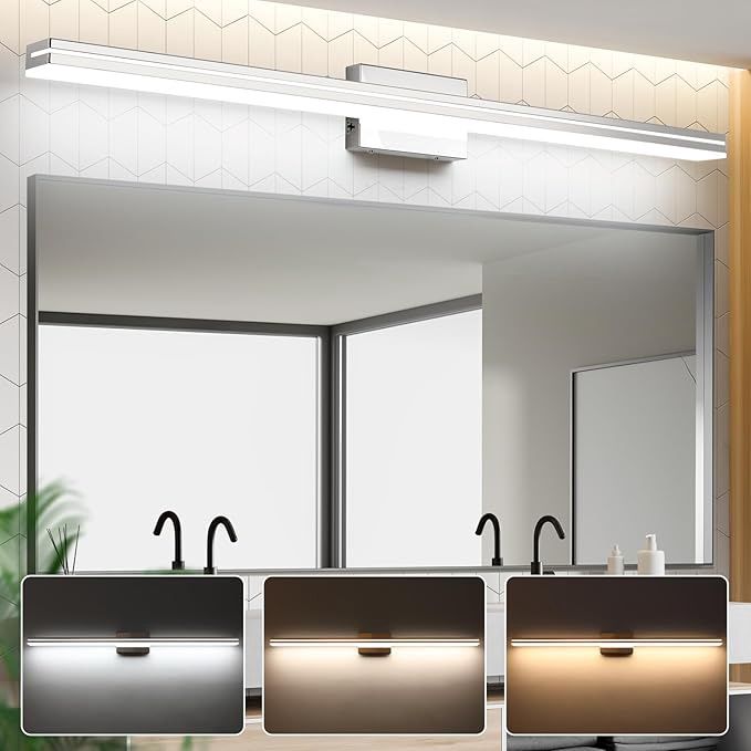 SineRise LED Modern Bathroom Vanity Light Bar (40-Inch, 3000K/4000K/6000K), Chrome
