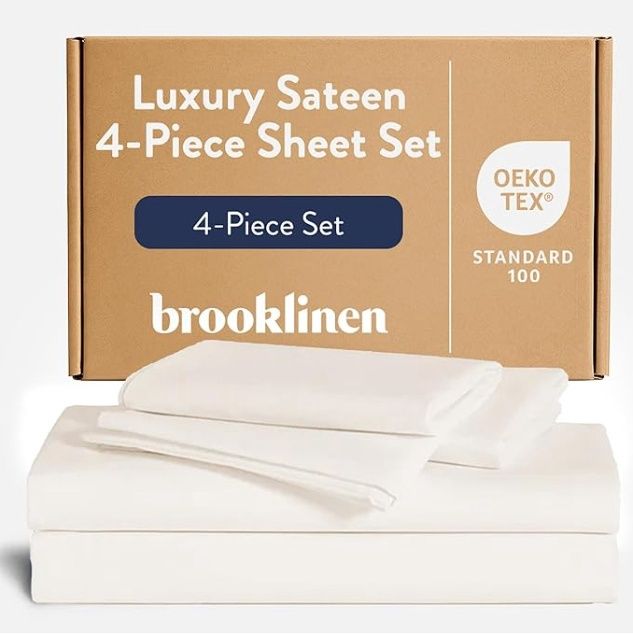 Brooklinen Luxe Core Sheet Set for Full Size Bed, Cream - 4 Piece Set