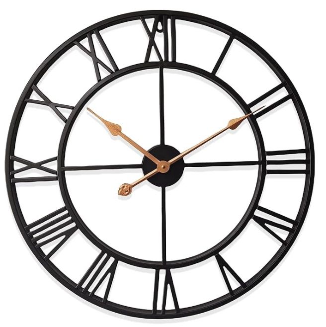 Evursua 24 inch Thicken &amp; Heavy Large Metal Wall Clocks for Living Room Decor Large