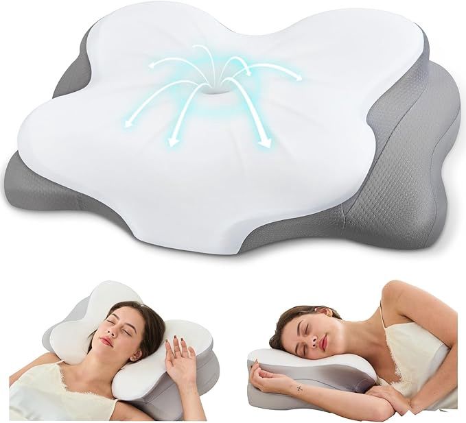 Cervical Neck Pillow, Ergonomic Memory Foam Pillows for Neck Pain Relief with Breathable