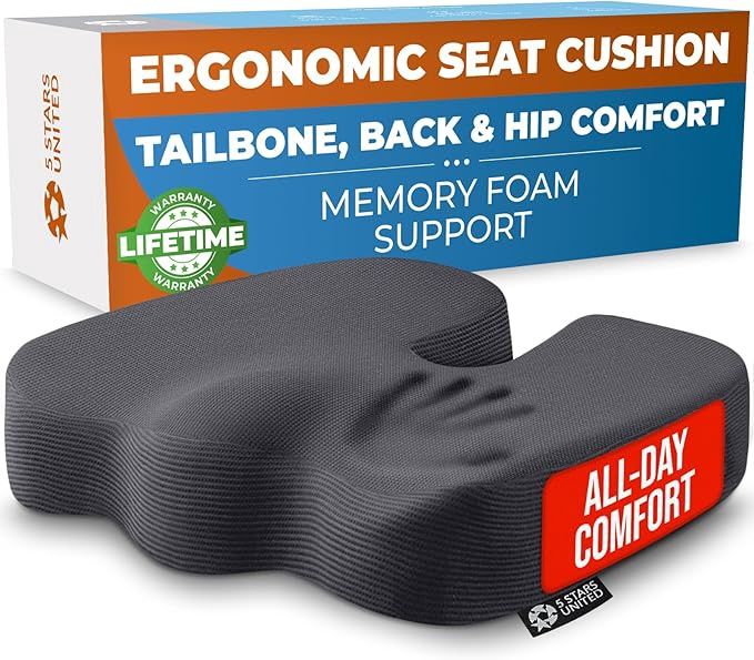 5 STARS UNITED Seat Cushion for Desk Chair - Tailbone, Coccyx Sciatica Pain Relief