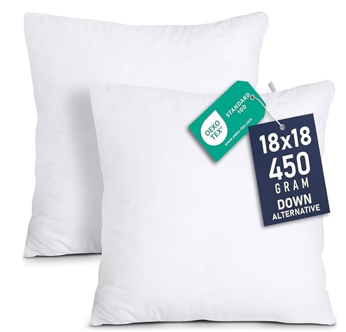 Utopia Bedding Throw Pillows Insert (Pack of 2, White) - 18 x 18 Inches