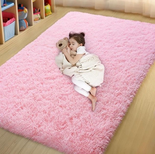 Pink Area Rugs for Bedroom, 4x6 Fluffy Soft Shag