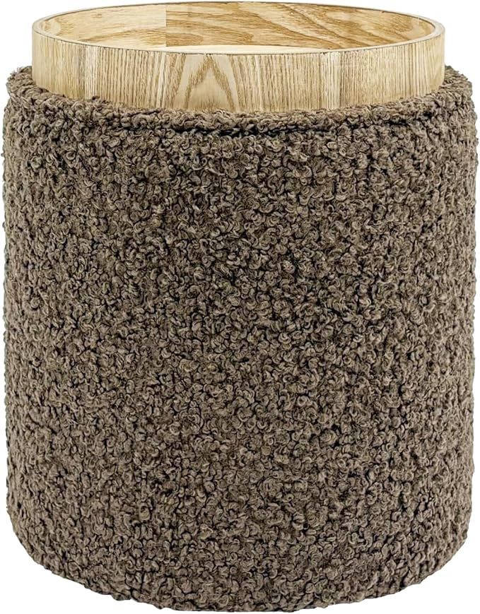 Get Set Style Taupe Round Ottoman With Storage #100118