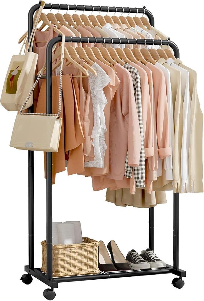 Clothing Rack - Movable Multi-Functional Coat Rack with 4 Universal Wheels