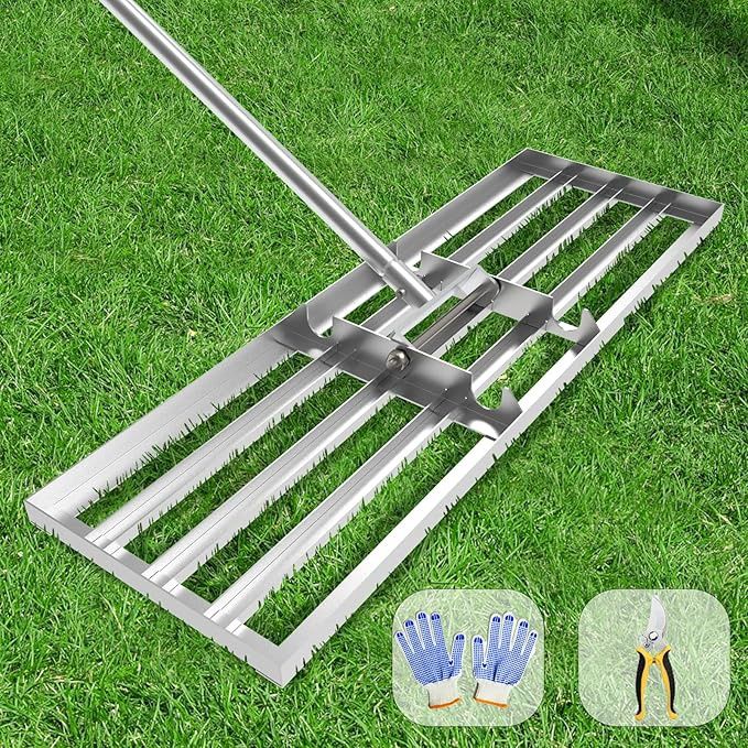 Lawn Leveling Rake 35x10 inch, (Professional-Grade) Lawn Leveler Tool with Stainless Steel