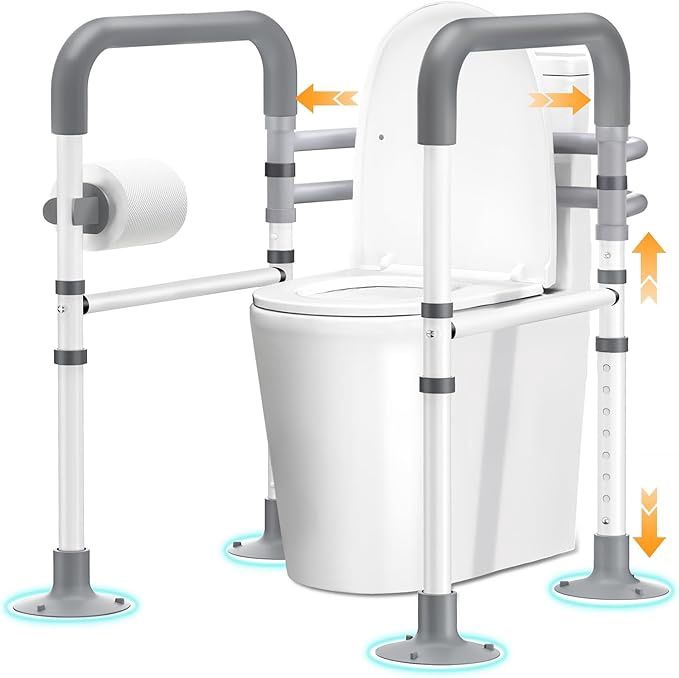 AOSUM Toilet Safety Rails for Elerly Adults (350 lb) - Adjustable Detachable Toilet