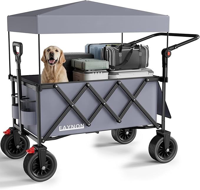 3 in 1 Collapsible Wagon with 300lbs Weight Capacity,150L Heavy Duty Utility Cart