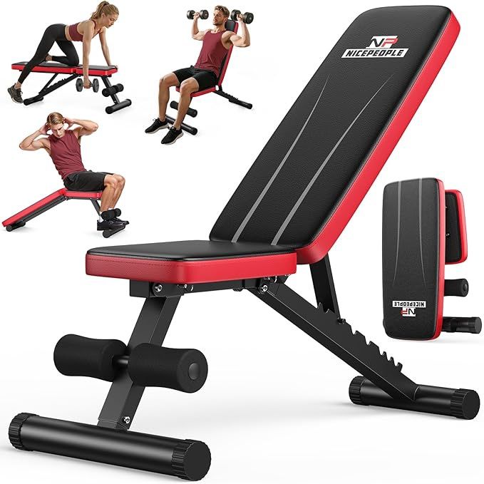 NICEPEOPLE Foldable Basic Weight Bench for Home Gym, Workout Bench
