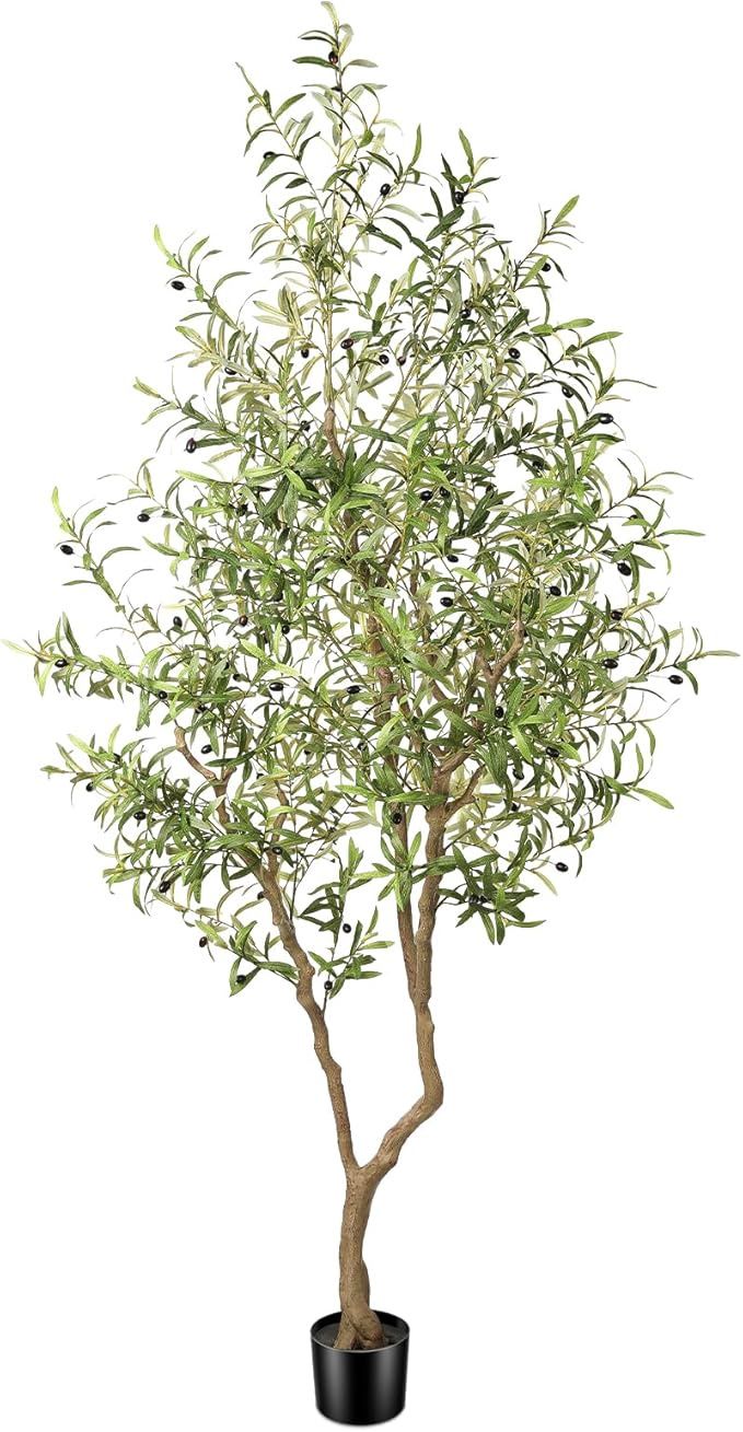 8ft Faux Olive Tree - Large Realistic Artificial Olive Trees 8 Feet (96&quot;) Indoor Fake Plants