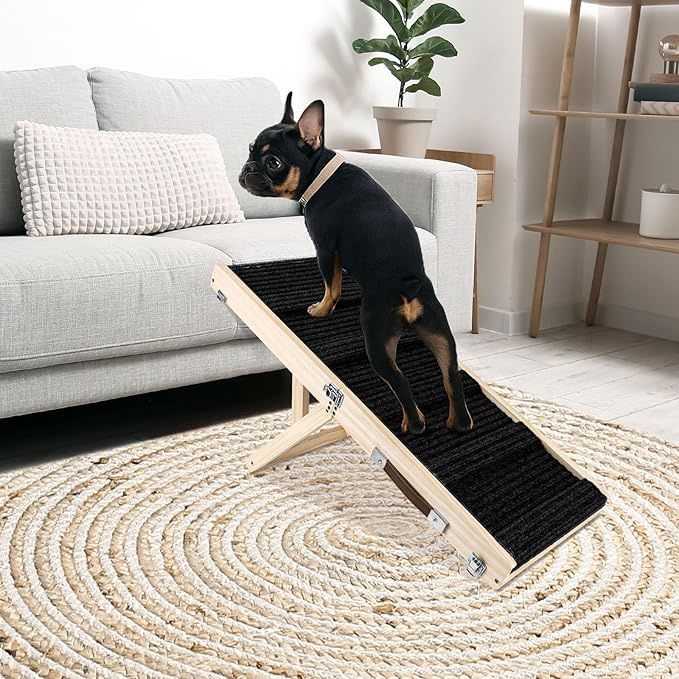 Okydoky Small Dog Ramp, Adjustable Portable Folding Wooden Pet Ramp, 32"
