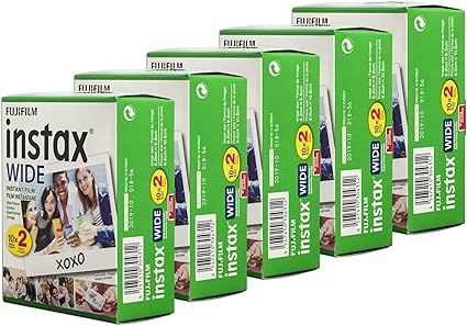 Fujifilm Instax Wide Film, White Multi-Pack (5 x 2pk, 100 Shots Total)