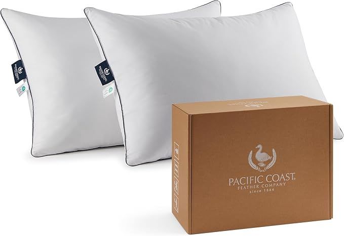 Pacific Coast Pillows Queen Size Set of 2, Goose Feather and Down Pillow for Sleeping