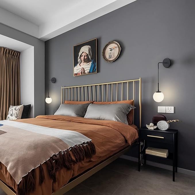 KCO Lighting Clear Glass Wall Sconce Set of Two Black Globe Ball Wall Light