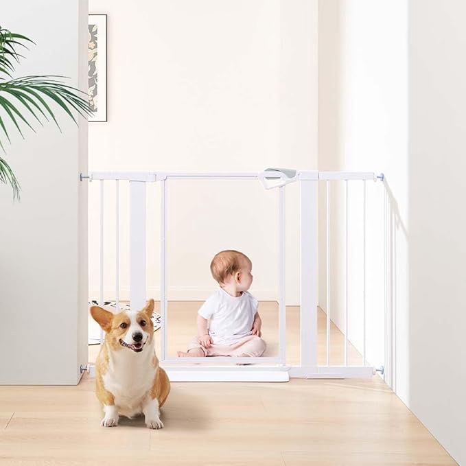 unipaws Clear Dog Gate, Pressure Mounted Extra Wide Door Gate, 29&quot;-43&quot; Wide Openings