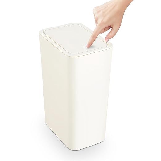 TrashAid Bathroom Trash Can with Lid, 2.6 Gallon / 10 Liter Small Garbage Can with Press Top