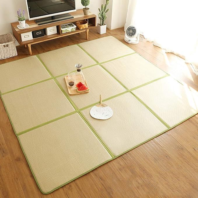 MYOYAY 71&#39;&#39; x 71&#39;&#39; Tatami Mat Rattan Japanese Floor Mats 0.47&#39;&#39; Thickness Large Memory Foam