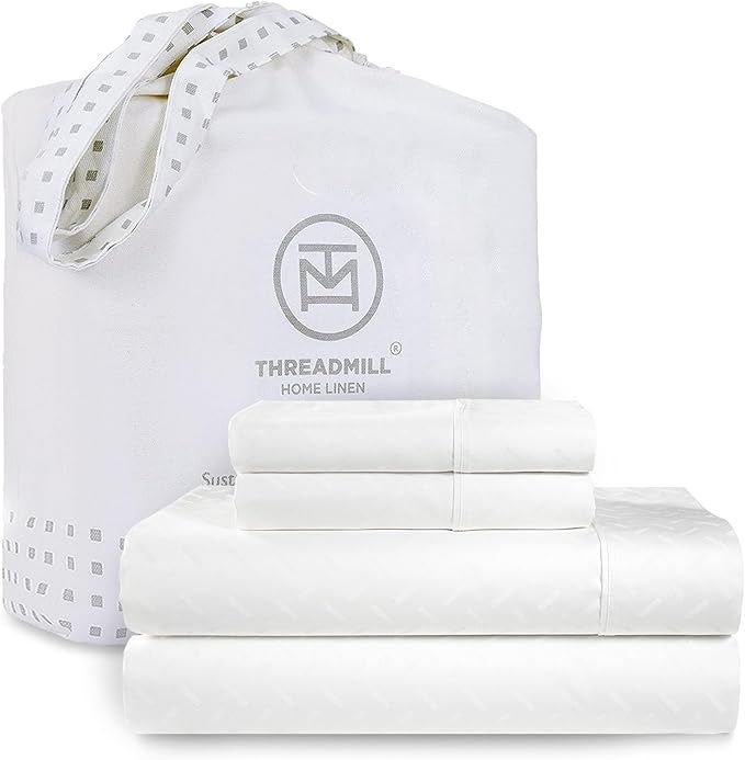 Threadmill 100% Cotton Sheets for King Size Bed | 4 Pc King Bed Sheets Set | Soft, Breathable