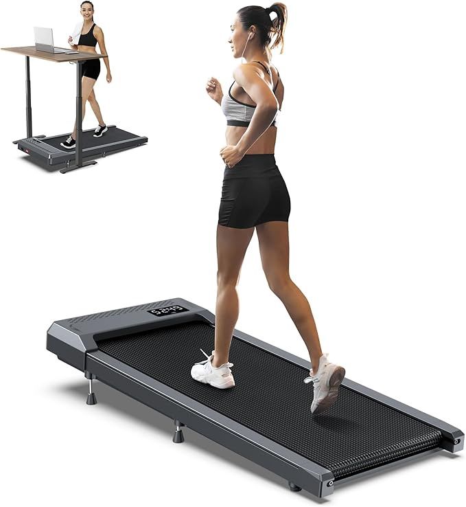 WELLFIT Walking Pad Treadmill with 10% Incline, Under Desk Treadmills for Home Office