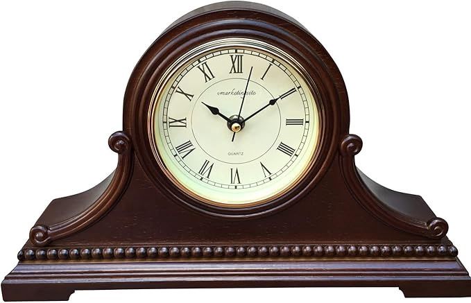 Mantel Clocks, Battery Operated, Silent Wood Table Clock with Westminster Chimes On The Hour