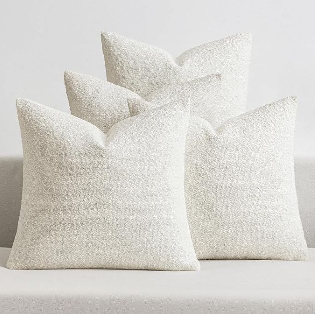 Pack of 4 Decorative Textured Boucle Throw Pillow Covers 18x18 Inch White