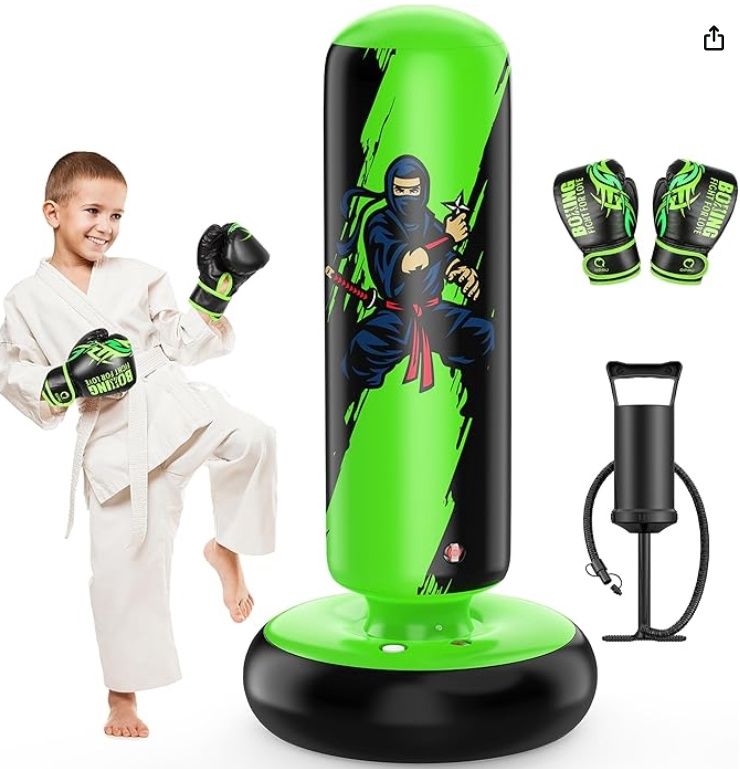 Punching Bag for Kids, 66 Inch with Boxing Gloves