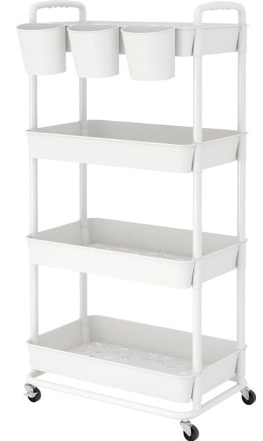 4-Tier Plastic Rolling Storage Cart