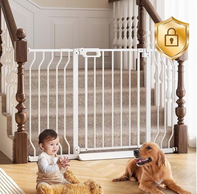 Baby Gate for Stairs, 29.5"-48.4", White