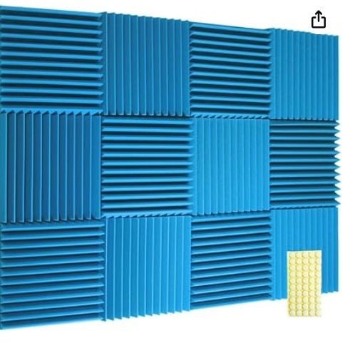 Acoustic Foam Panels 12 Pack w/Adhesive (2.5 &amp; 5cm Thick)