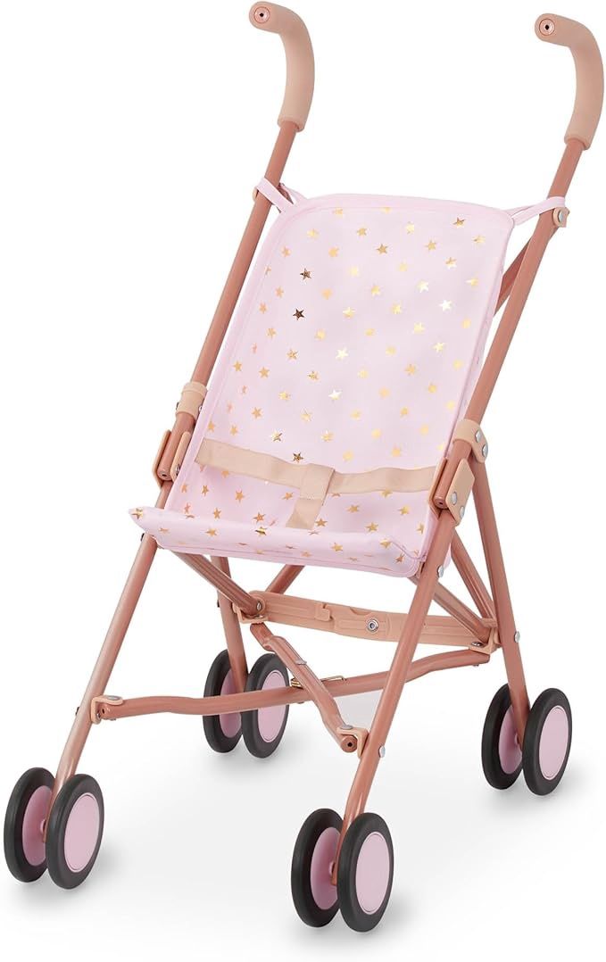 LullaBaby – 14-Inch Doll Stroller – Foldable Frame – Star – Print Design – Baby Accessories