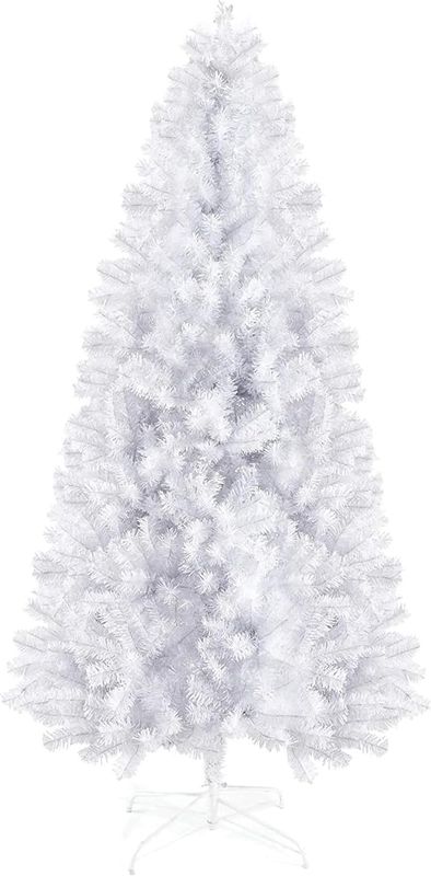 Prextex 1.8M White Christmas Tree - Artificial Canadian Fir Small Christmas Trees w/Metal Stand Prextex 1.8M White Christmas Tree - Artificial Canadian Fir Small Christmas Trees w/Metal Stand