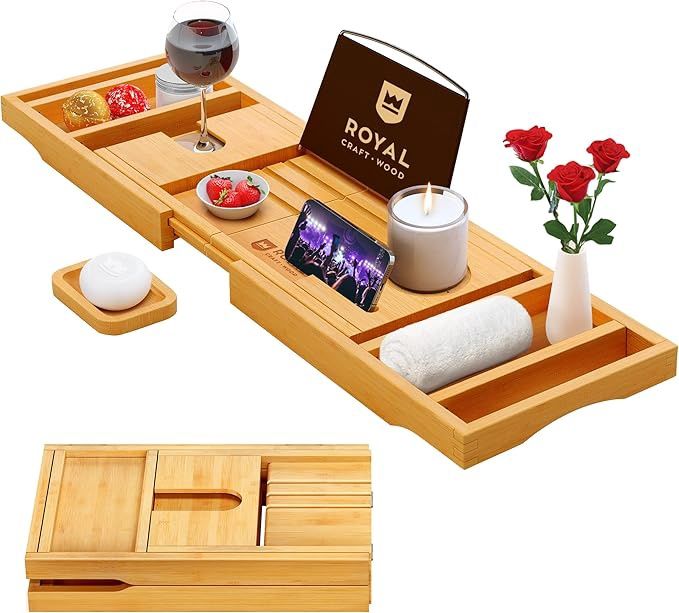 Today 2025 Premium Foldable Bathtub Tray -Wood Bath Tray for Tub