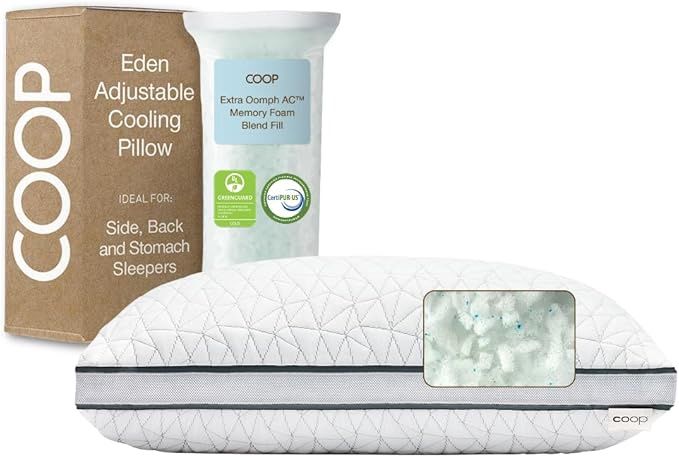 Coop Home Goods Eden Cool Adjustable Pillow King Size, Memory Foam with Gel Infusion