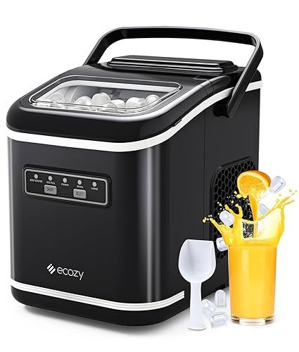 Ecozy Countertop Ice Maker, Portable, Self-Cleaning, 9 Bullet Ice Cubes in 6 Mins