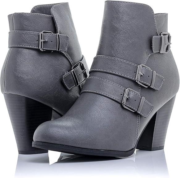 Bellmora Women&#39;s Payton-02 Side Zip High Block Heel Ankle Booties Size 8.5