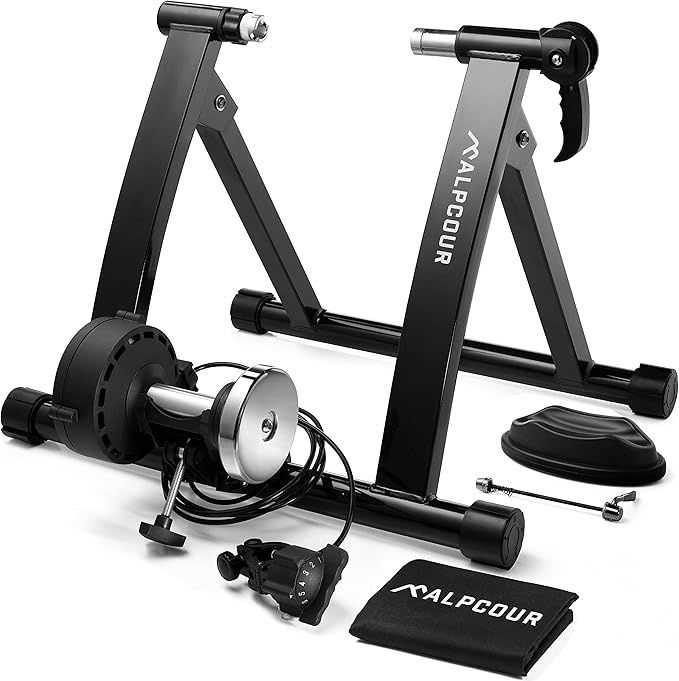 Alpcour Bike Trainer Stand for Indoor Riding – Portable Foldable Magnetic Stainless Steel