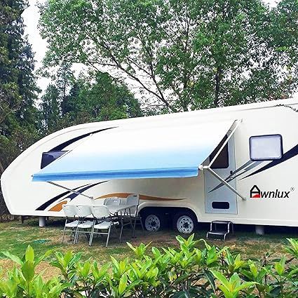 AWNLUX RV Awning Fabric Replacement Waterproof Ombre White-15'(Fabric 14'2")