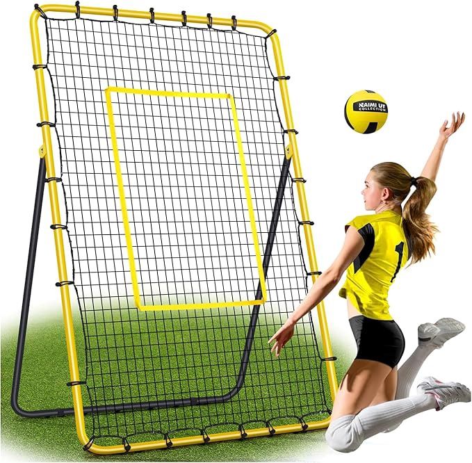 Volleyball Rebounder Net 7x4 ft -5 Angles Adjustable, Outdoor Portable