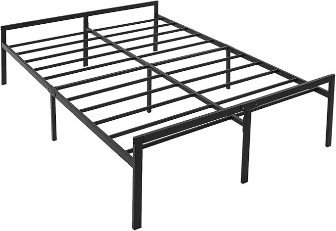 Metal Bed Frame Queen - Black Metal Platform Bed 14 Inch with Storage