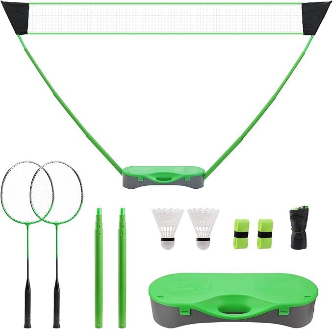 FBSPORT Portable Badminton Set with Net, Easy Setup Volleyball Net with 10x5 ft Net