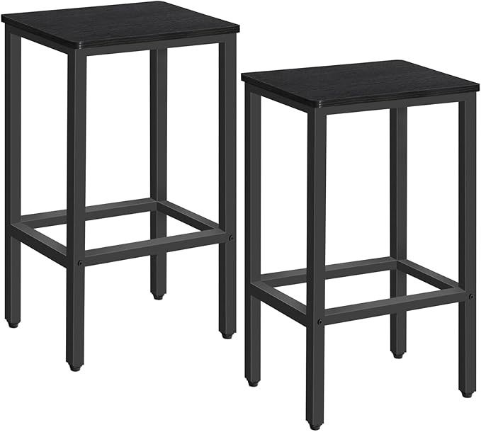 Bar Stools/End Tables, Set of 2 Bar Chairs with Footrest, 2-Piece Dining Stools/End Tables