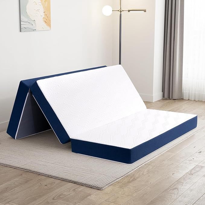 TwinXL Folding Mattress, 6 Inch Tri Fold Memory Foam Mattress with Washable Cover