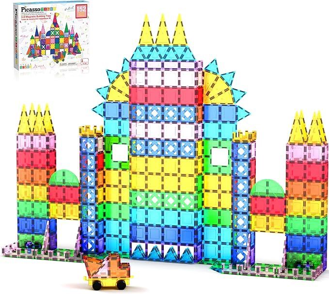 PicassoTiles 152PC Magnetic Tiles Building Block Toy
