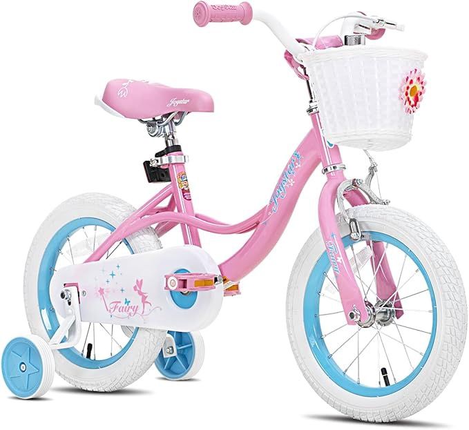 JOYSTAR Fairy 12" Kids Bike with Training Wheels &amp; Handbrake
