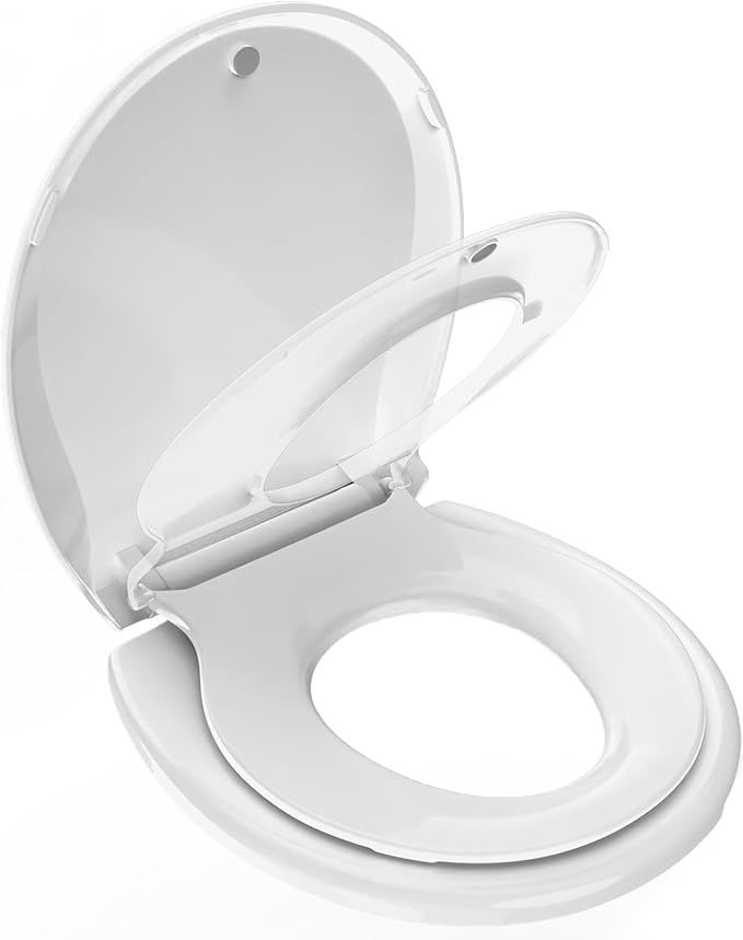 Potty Training Seat Built-in Toilet Seat, Round Toilet Seat 16.5inch with Baby Seat 2 in 1