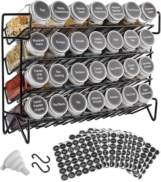 Vtopmart Spice Rack Organizer for Cabinet, 4 Tier Spice Organizer with 28 Empty Spice Jars