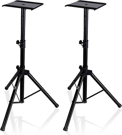 PYLE Speaker Stand- Heavy Duty Metal Tripod Base, Adjustable Height 34.0” to 53.0”