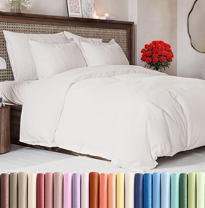 Duvet Cover Queen Size Set - Extra Soft Queen Size Duvet Cover 90 x 90 with 2 Pillow Shams